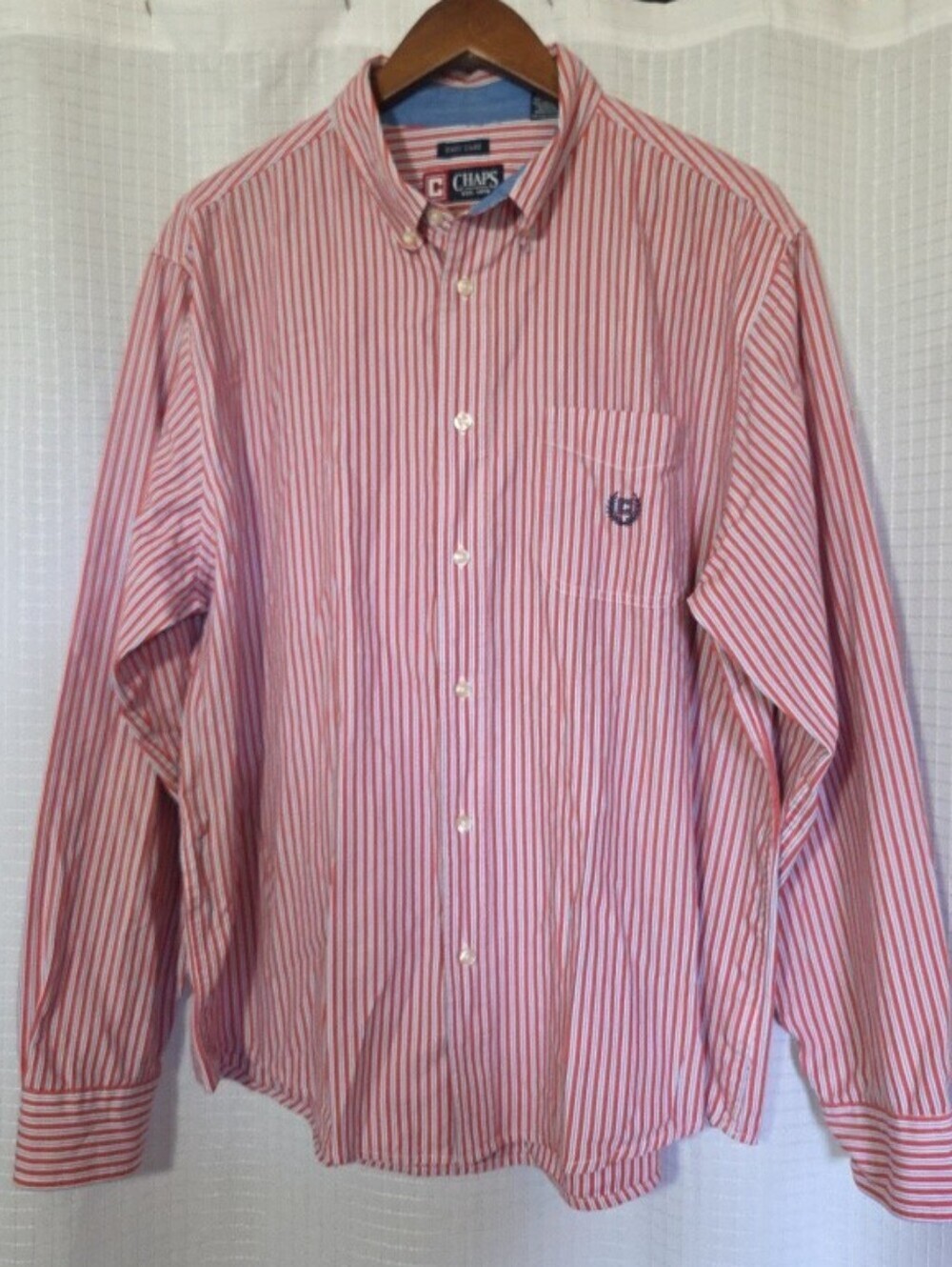 Chaps Mens Shirt Red Button Down Long Sleeve Size XL Easy Care Preppy Classic
